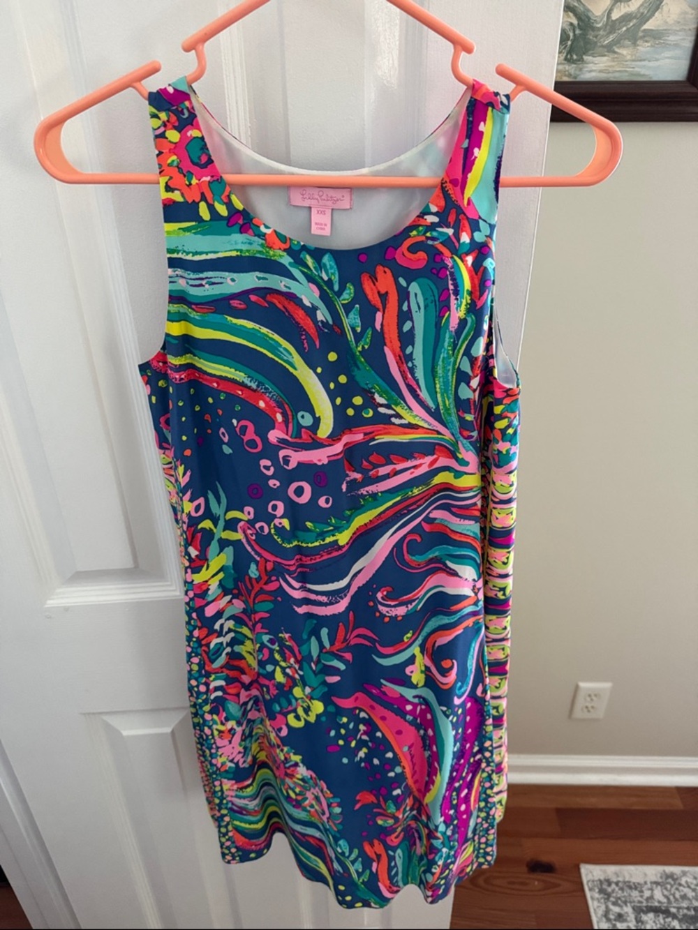 Lilly Pulitzer Navy Dress with Teal, Coral & Hot Pink Accents